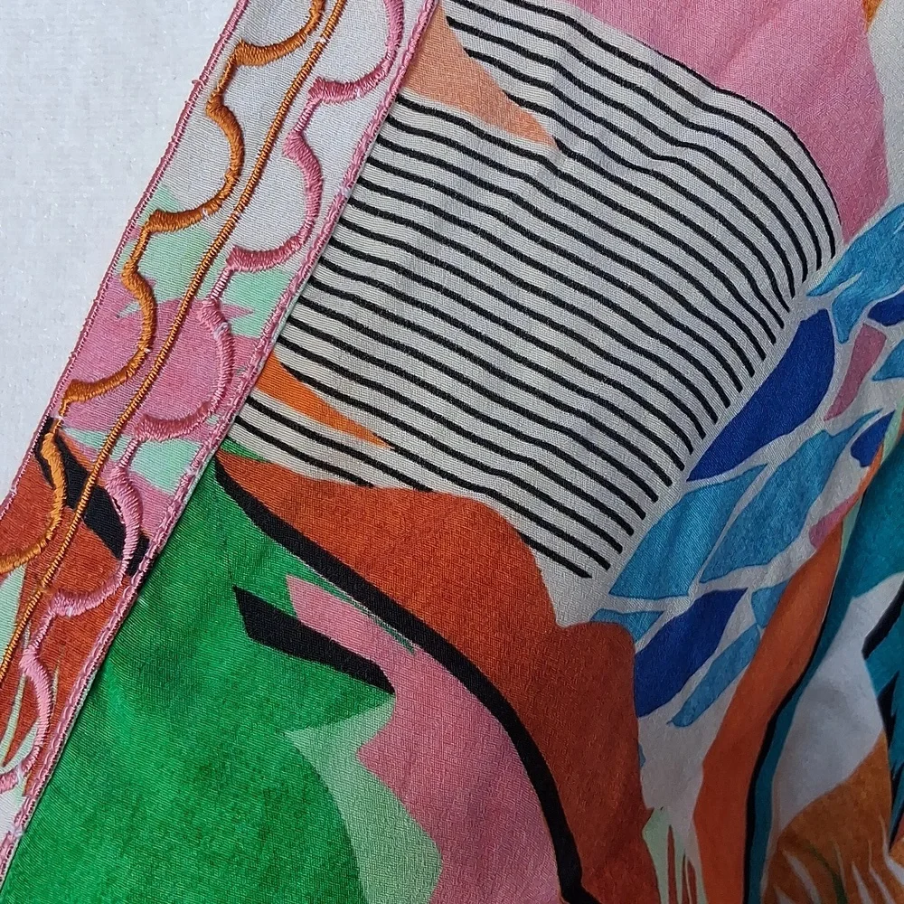 Taj By Sabrina Crippa Tres Marias Orange Kimono Cardigan S Tropical Resortwear - Picture 4 of 17